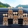 0.27oz Water Cube Air Outlet Perfume Empty Bottle Car Glass Diffuser Bottle Wooden Cap Freshener With Clip Vehicle Fragrance Dec