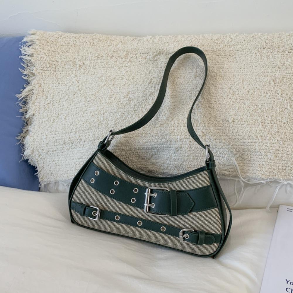 

Belt Buckle Spicy Girl Shoulder Bag Rivet Retro Crossbody Bag Fashion Y2K Underarm Bag Girls зелёный