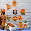 24 Pcs Basketball Wooden Ornament Basketball Cutout Wood DIY Crafts Wooden Hanging Ornaments with Twines for Party Decoration