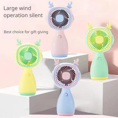 Mini ventilador eléctrico USB de dibujos animados, pequeño ventilador de refrigeración con forma de orejas de conejo o ciervo, portátil con cordón, silencioso para casa, oficina y dormitorio.