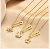 Safety Pin Necklace Pave CZ Star Moon Sun Charms Pendant Jewelry for Women