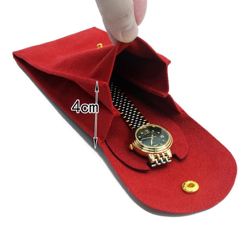 Portable Flannelette Fabric Watch Pouch Storage Bag Single Watch Travel for Case Organizer Display Pouch for Men and Wom