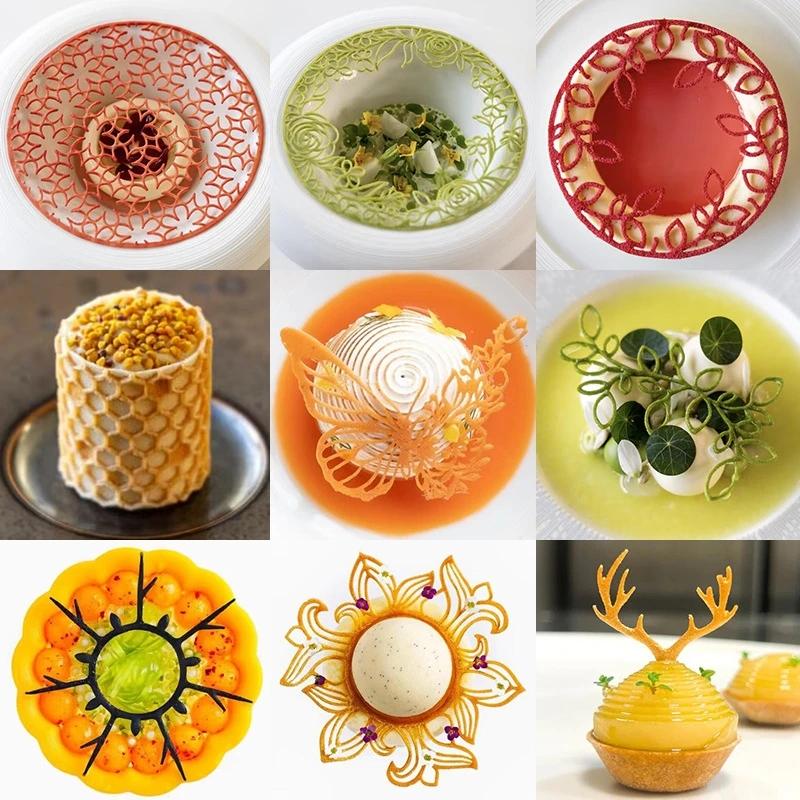 Dutý motýl, voština, cukr, obracející se krajková podložka, DIY jelení paroh, čokoláda, tenký křupavý dort, dekorace na pečení, silikonová forma