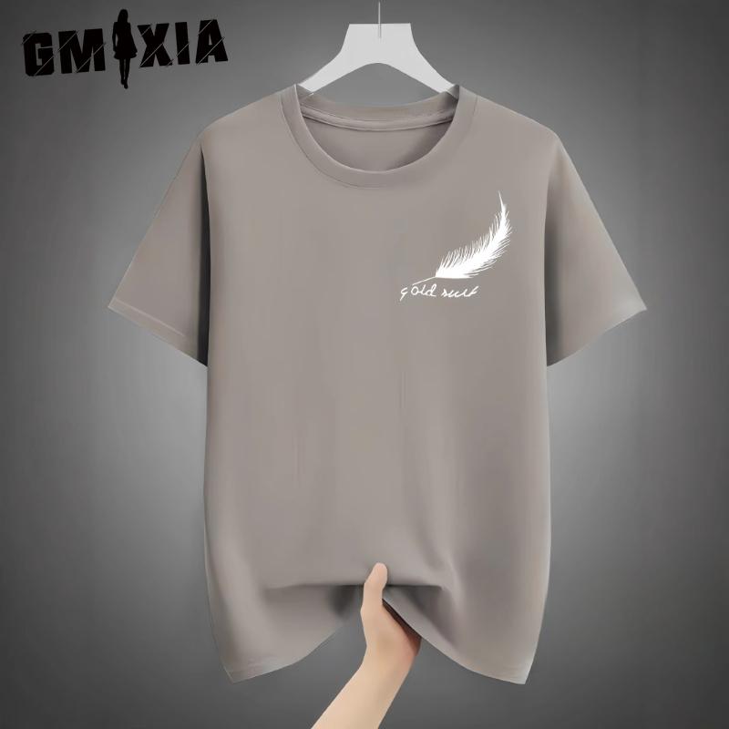 GMXIA Cotton Short Sleeve T-shirt Men's Fashion Loose Half Sleeve Shirt Printed Compassionate Shirt