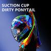 Universal Motorcycle Helmet Ponytail Extension - Professional Grade Suction Cup Braided Hair Attachment (55cm, Multi-Color)