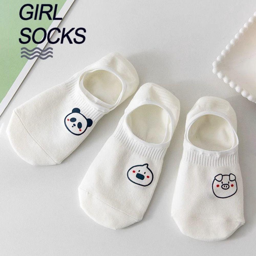 10Pairs Thin Cute Boat Socks Sweet Bear White Socks Fashion Women Invisible Socks  Comfortable