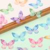 50Pcs 3D Organza Fabric Butterfly Appliques Gradient Color Double-Layer Simulation Mesh Butterfly Patch Translucent