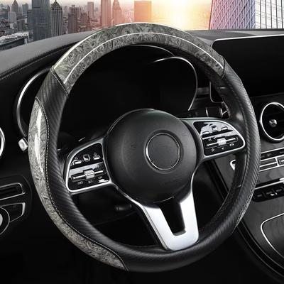 Cubierta de Volante de Coche con Grano de Madera de Melocotón Antideslizante Cuatro Estaciones Cubierta de Manija General para Automóviles Accesorios de Interior de Coche