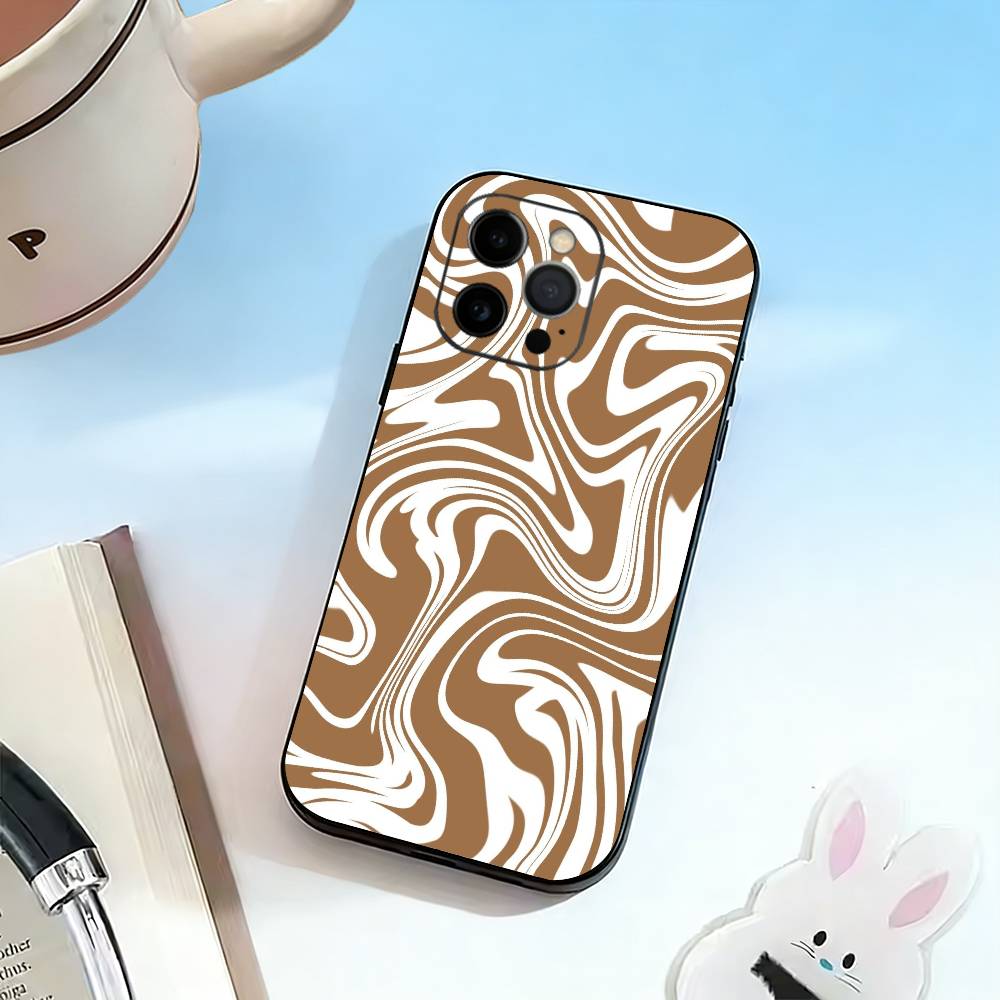 Liquid Swirl Pattern Phone Case For iPhone 17,16,15,14,13,12,11 Plus,Pro Max,XS,Soft Silicone Black Cover