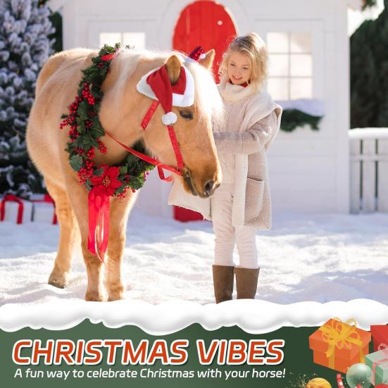 Yousheng Christmas Horse Hat Universal Winter Thick Warm Red Velvet Santa Hat Xmas Horse Decoration Costume Accessories Party Supplies