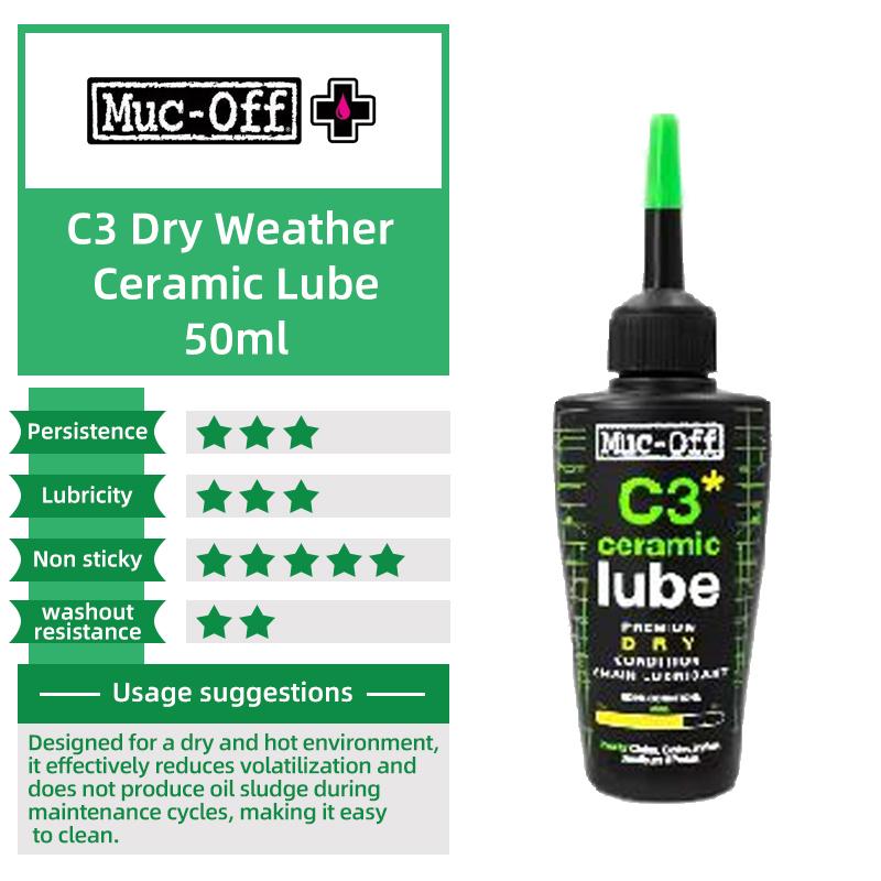 Muc-Off Bicycle Chain Lube Professional C3 Dry Weather Ceramic Lube MTB Road Bike Hydrodynamic Lubricant Cycling Waxy Chain Oil C3 Ceramic dry 50ml
