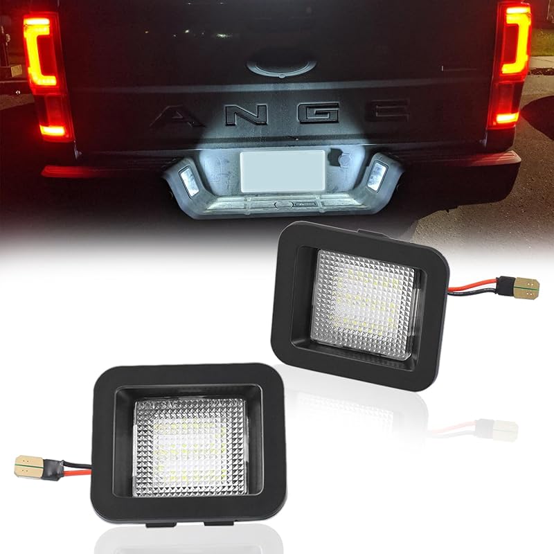 LED License Plate Light Tag Lights Assembly Compatible With 2015- Ford F150,2017- F150 Raptor Number Plate Lamp Pickup Truck Replacement (Clear Lens)