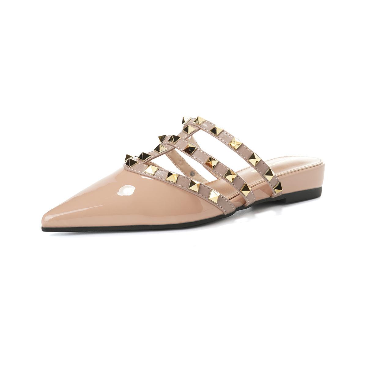 

Французский темперамент заостренные ногти ива заостренные холодные тапочки женские летние уличные педальные повседневные универсальные на толстой подошве сумка голова полутапочки 43 телесный