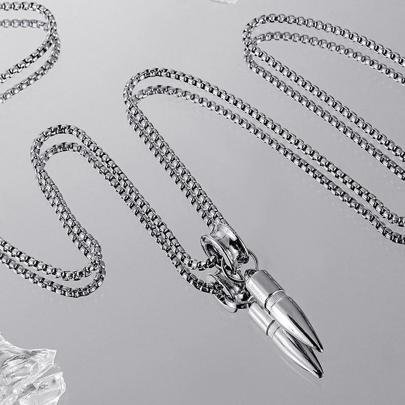 Men's Bullet Pendant Necklace - Trendy, Versatile Chain, High-End Light Luxury Accessory