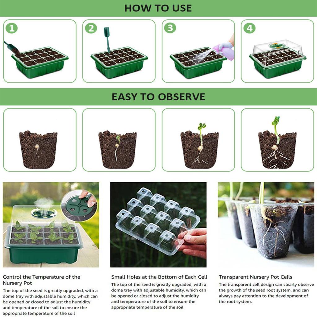 Seedling Starter Tray 5-Piece Reusable Space-Saving Holder Seedling Starting Tray For Beginner Gardeners Friends Enthusiast
