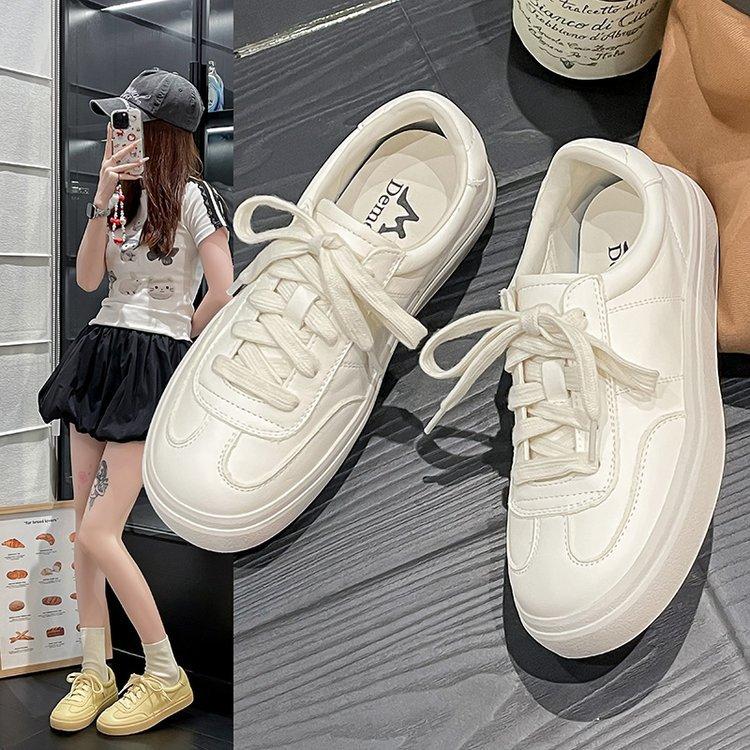 Leather version~ Little White Shoes Women's 2025 Summer New Versatile Shows Feet Small Breathable Student Flat Bottom Casual Single Shoes Women