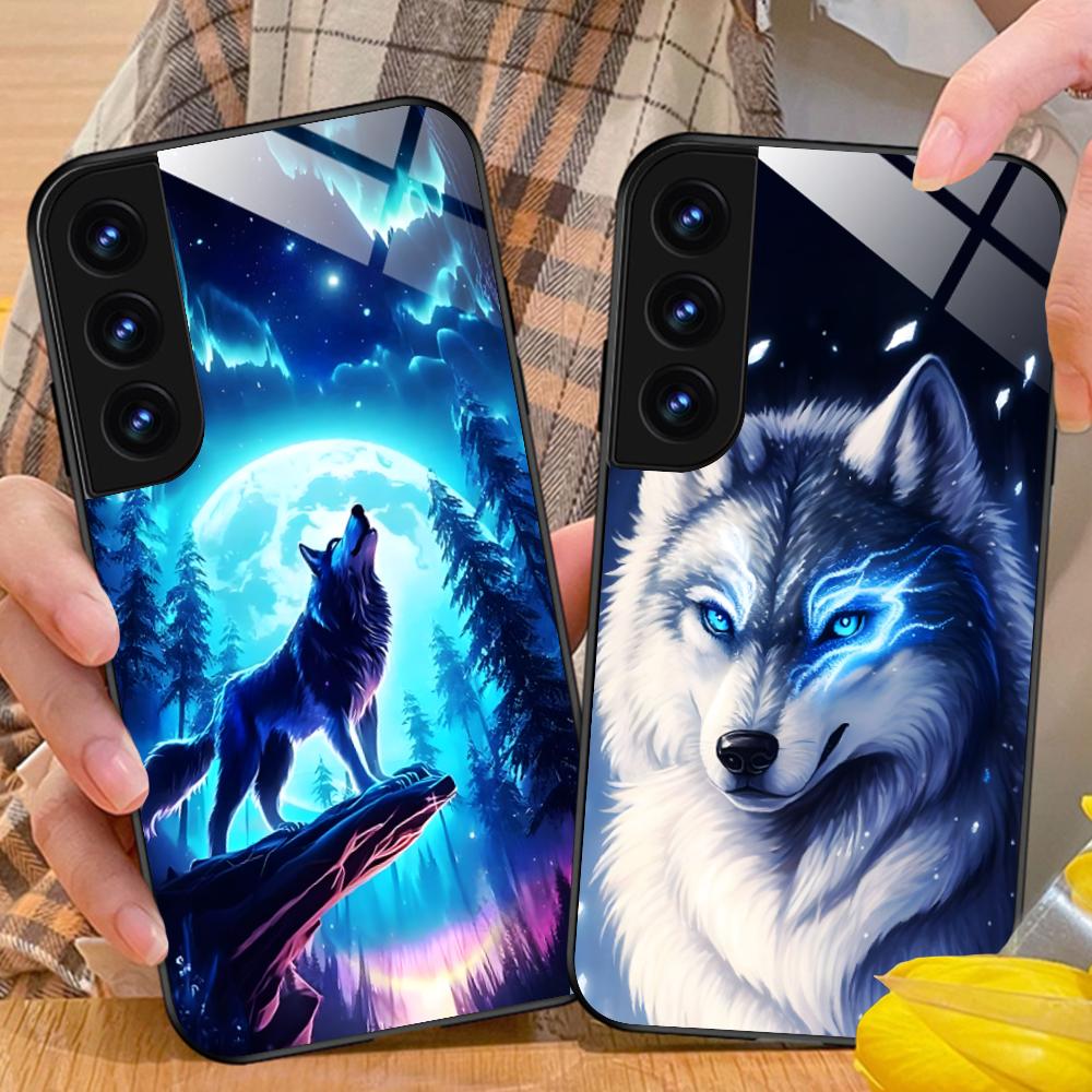 Fashion Wolf Mobile Phone Case for Samsung Galaxy S26 Protective Phone Case-Fashion Stylish Phone Case Glass Colorful Cover Luxury