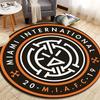 Miami International FC Tribal Symbol Circular Area Rug MLS Football Round Floor Carpet Gaming Chair Living Room Bedroom Home Decor Mat