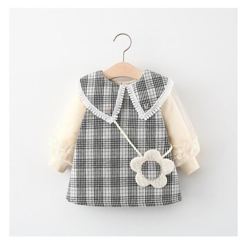 

Spring and Autumn New Baby Girl Fake Two-piece Dress Children s Long-sleeved Dress Kids Autumn Clothes 110cm чёрный