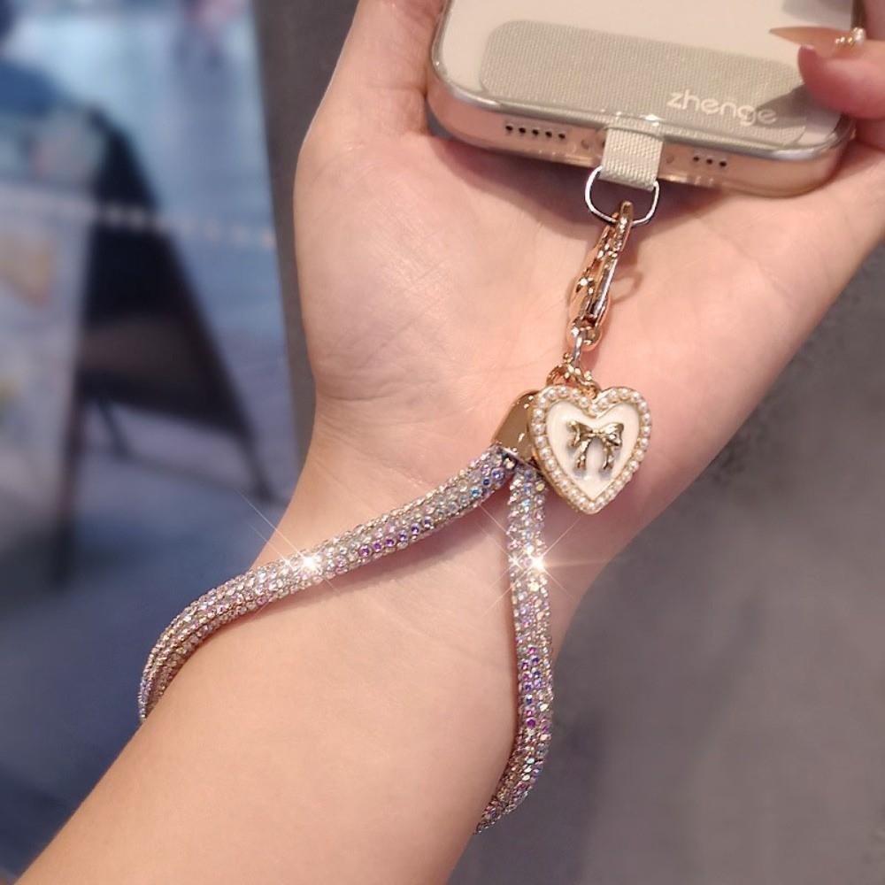 Hanging Cord Glitter Rhinestone Phone Lanyard Handheld Mobile Phone Chain  Women/Lady/Girl