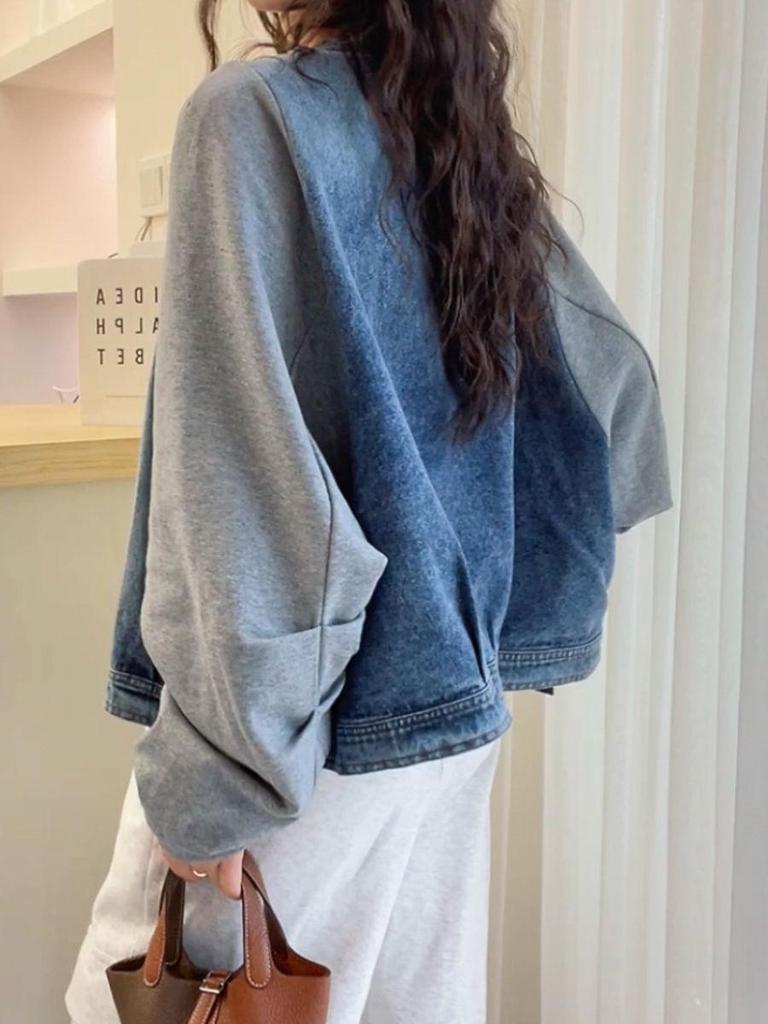 Stylowy Damski Look Dwuczęściowy Dżinsowa Kurtka - Europejska Kolekcja Wiosenna 2025, Luźny Modny Top.