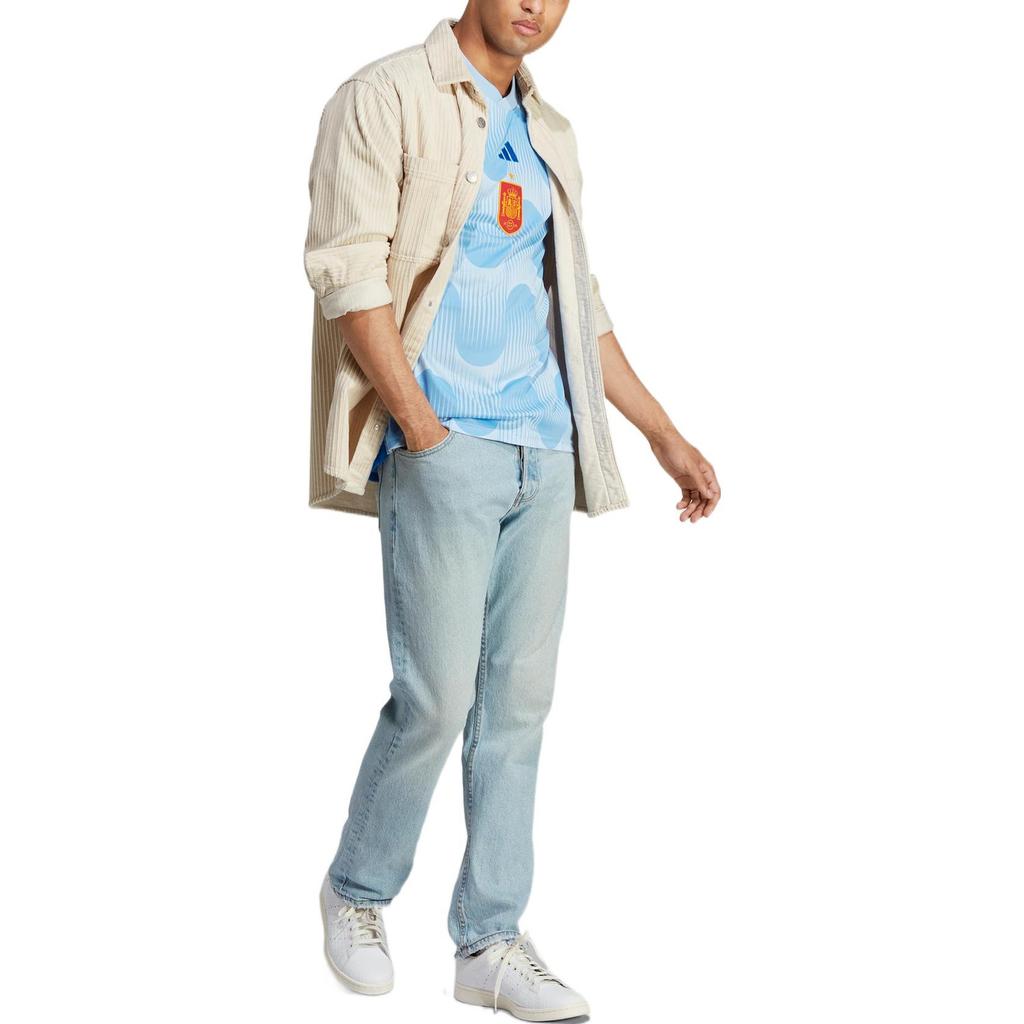 adidas2022 Qatar World Cup Emblem Printed Short Sleeve Soccer Uniform Spain Away