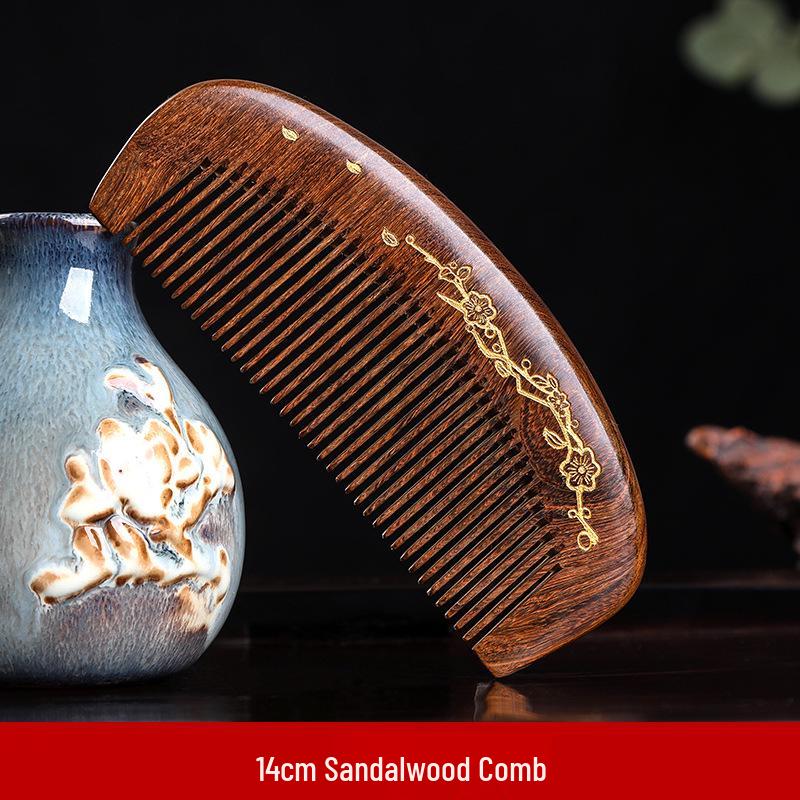 Natural Anti-Static Peach Wood Comb for Men & Women’s Long Hair with Buffalo Horn