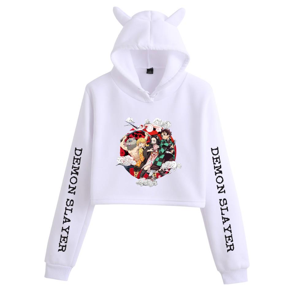 Women's Demon Slayer Cat Ear Cropped Hoodie