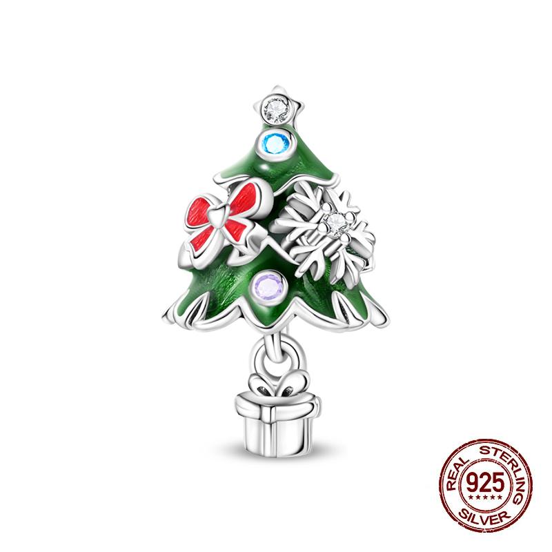 Christmas Charms Beads Copper Christmas Tree Snowman Elk Charm Fit Original Bracelet Pendents Women Party Jewelry