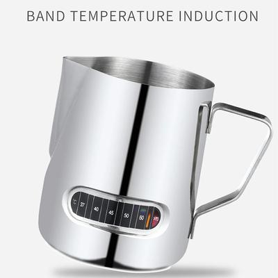Jarra para espumar leche de 350/600 ml/1000 ml, taza de café con pantalla de temperatura, jarra de acero inoxidable para espumar leche para café con leche.