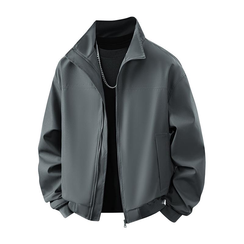 Men's Cross-Border Korean Style Stand-Collar Jacket - Trendy, Loose Fit for Spring & Autumn