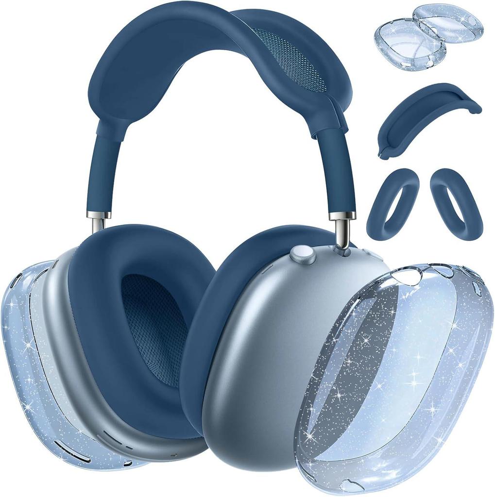 Applicable AirPods Max Over-Ear Headphones Transparent Glitter Silicone Case