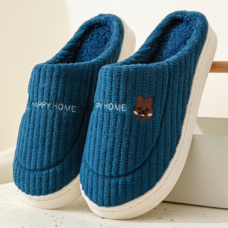 Cotton slippers plush slippers autumn and winter indoor cotton slippers men and women home confinement cotton shoes couple warm non-slip cotton shoes