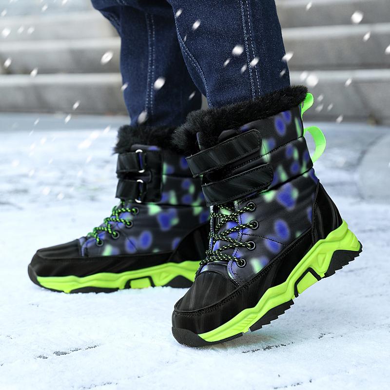 Winter Children's Plus Size Anti Slip Wear-resistant and Plush Warm Outdoor High Top Cotton Shoes Snow Boots