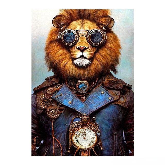 Steampunk Cat Wolf Astronaut Rabbit Poster Art Canvas Painting Retro Funny Animal Tiger Gorilla Poster Living Room Home Decor