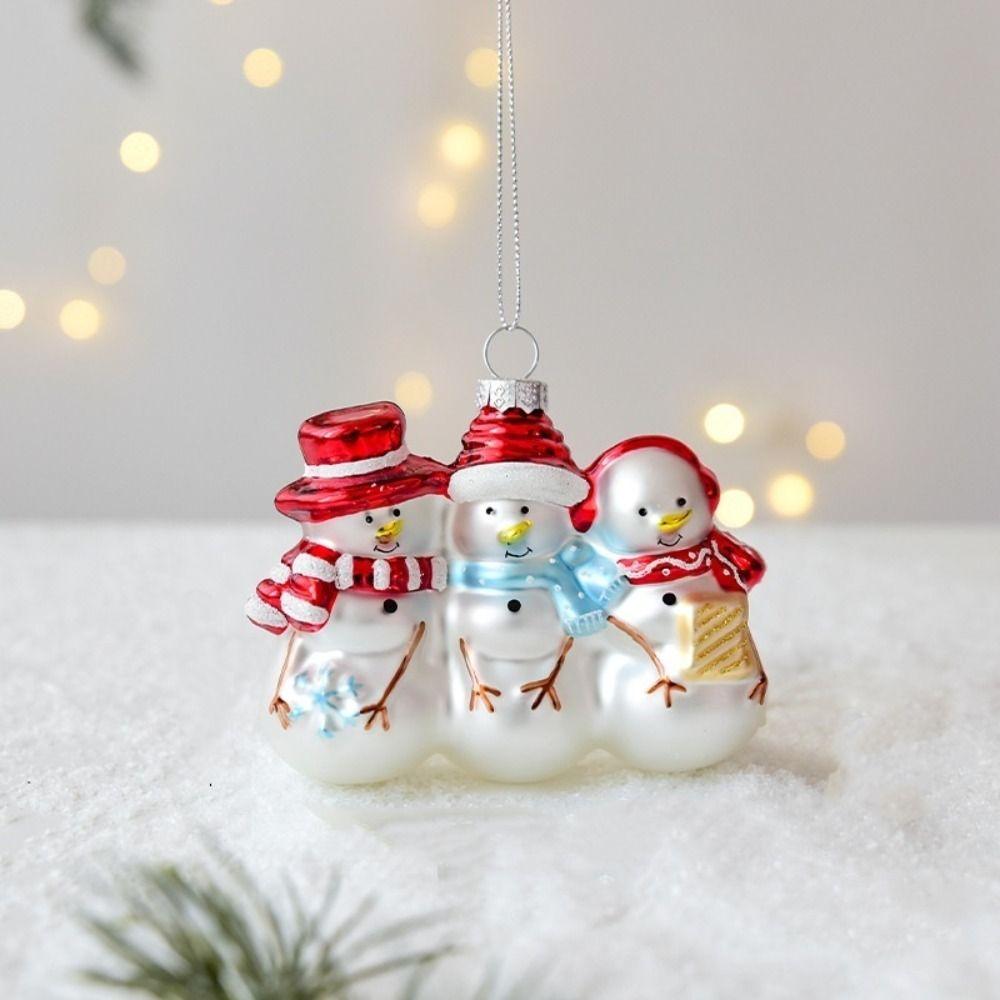 Western Decor Christmas Glass Pendant Snowman New Year Ornaments Party Supplies