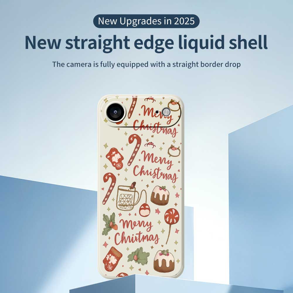 For iPhone 17 Air Case Merry Christmas Pattern Printing Straight Edge TPU Phone Back Cover