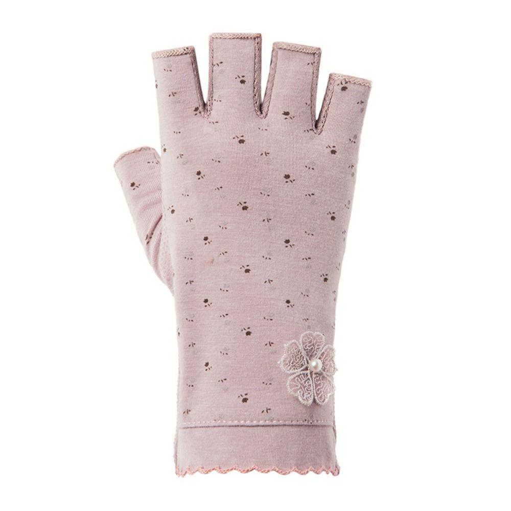 Cotton Women Half-finger Gloves Anti-slip Driving Gloves Fashion Sunscreen Gloves  Outdoor Sports