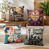Equality Is Power Cushion Cover Durable Hypoallergenic Organic Linen Pillow Cover Short Size Washable Skin-Friendly