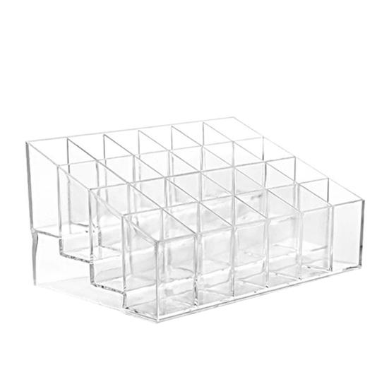 Clear 24 Cells Lipsticks Holder Display Stand Cosmetic Organizer Makeup Case
