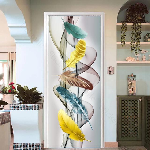 Adesivo Murale 3D Effetto Strada Per Porta, Autoadesivo Rimovibile 77x200 Cm, Decorazione Casa