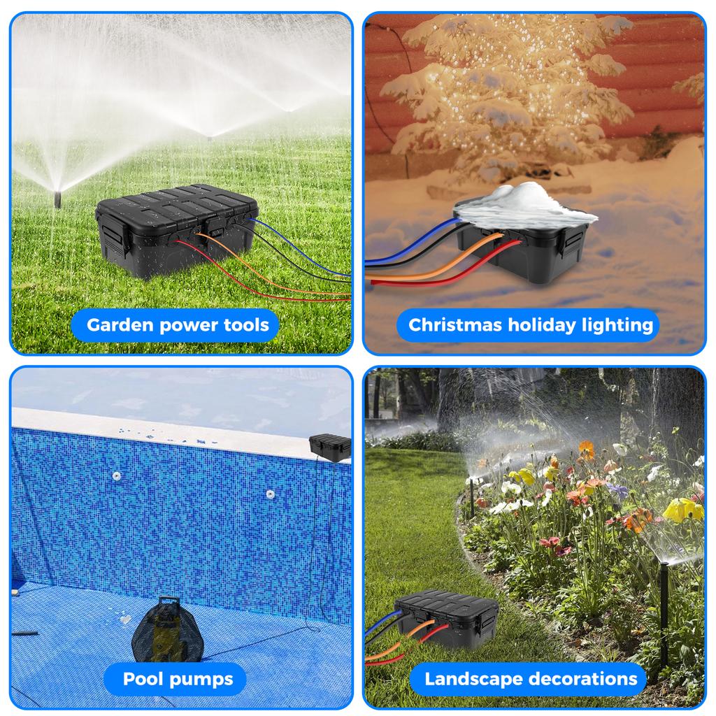 Outdoor Electrical Box IP54 Waterproof Outdoor Extension Cord Box Waterproof Weatherproof Connection Box Black Outside Power Cor