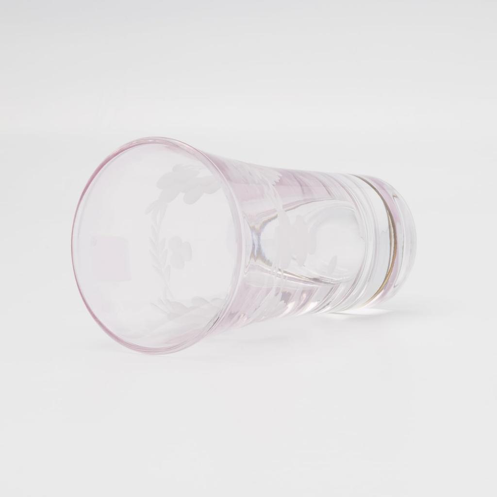 Otsuka Glass "Irodori no Uta" Sake Glass, Guinomi (approx. 100ml), Open Top, Flower Cut Glass, Pink, Made in Japan, 01145-15-1PK-1P