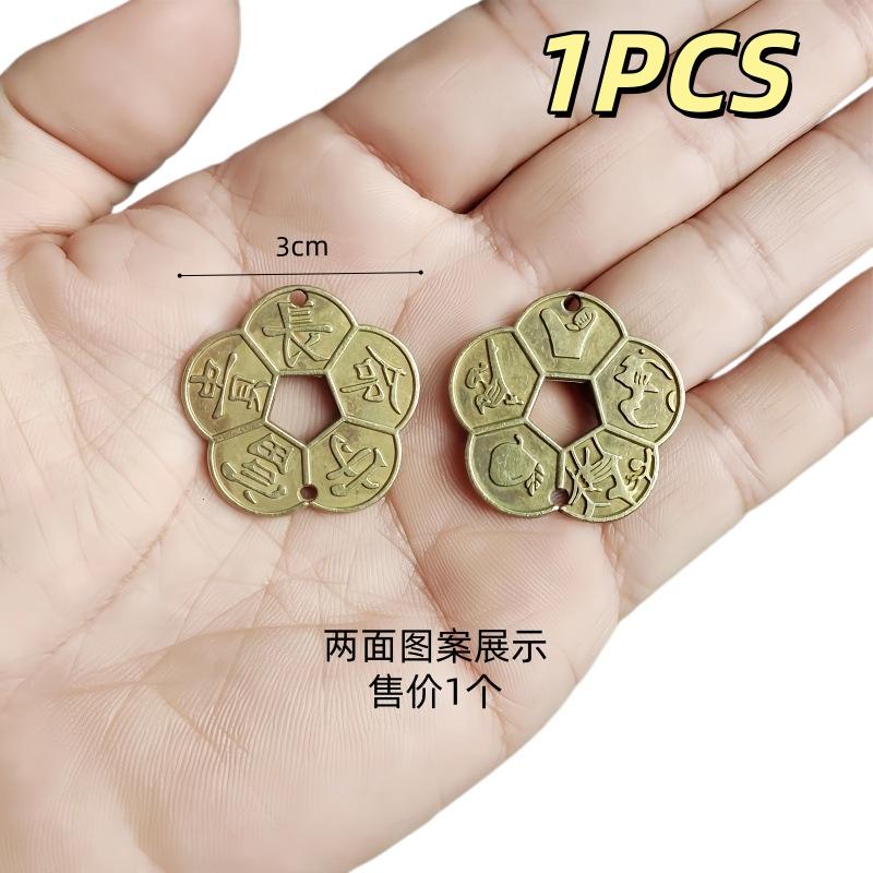 1Pcs Old Ancient Long Life Wealth Guarantee Copper Coin Chinese Feng Shui Lucky Coins Enhancement Collection Gift Home Decor Gold 30MM