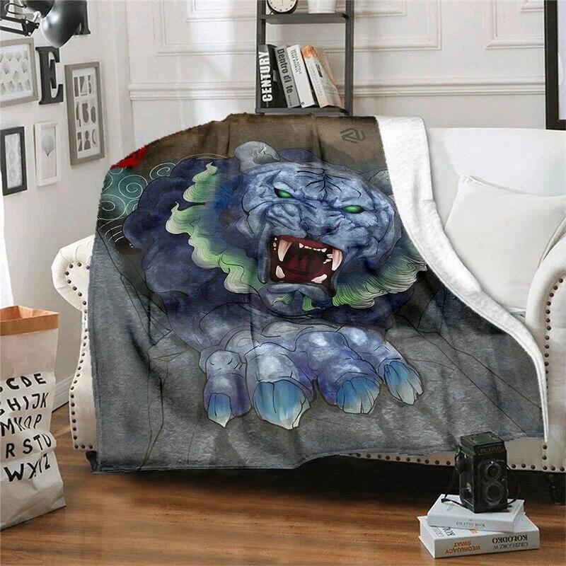 Twelve Chinese Zodiac Signs Pattern Printing Manta Sofa Bed Cover Soft  Blanket Plaid Soft Warm Flannel Throw Blankets Fans Gif