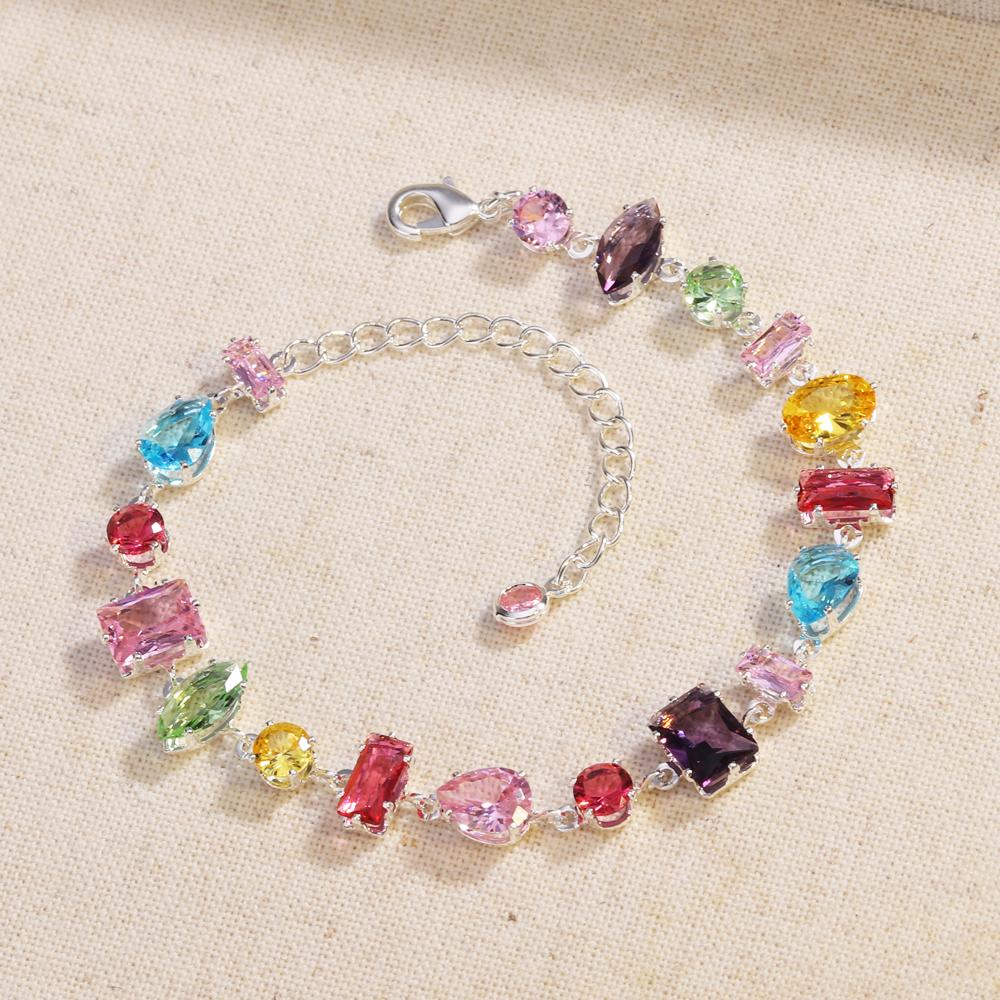 

18K Golden Plated New Luxury Colourful Crystal Zircon Necklace For Women Fashion Party Jewelry Accessories Ladies Jewellery