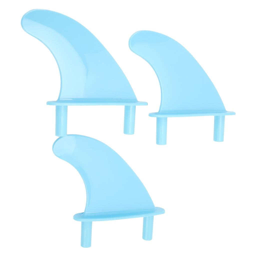 Surfboard Fins Soft Top Tri Fin Set PVC Plastic for Surfing Water Sports with Screws Blue
