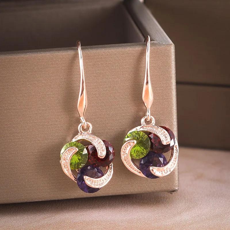 

Винтажные геометрические многоцветные серьги-капли с камнями для женщин, этнический стиль, цвет меди, длинные серьги, свадебные украшения для вечеринок, подарки