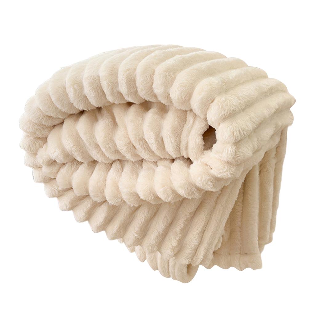 Ultra-Soft Plush Blanket Cream Color Design Soft Skin-Friendly Warm Comfortable Faux Fur Blanket For Winter Warm Sleep Companion