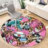 1pc Leopard Nurse Print Chair Carpet for Office, Round Polyester Mat, Indoor Decor for Office, Washable Non-slip Carpet yy251219007